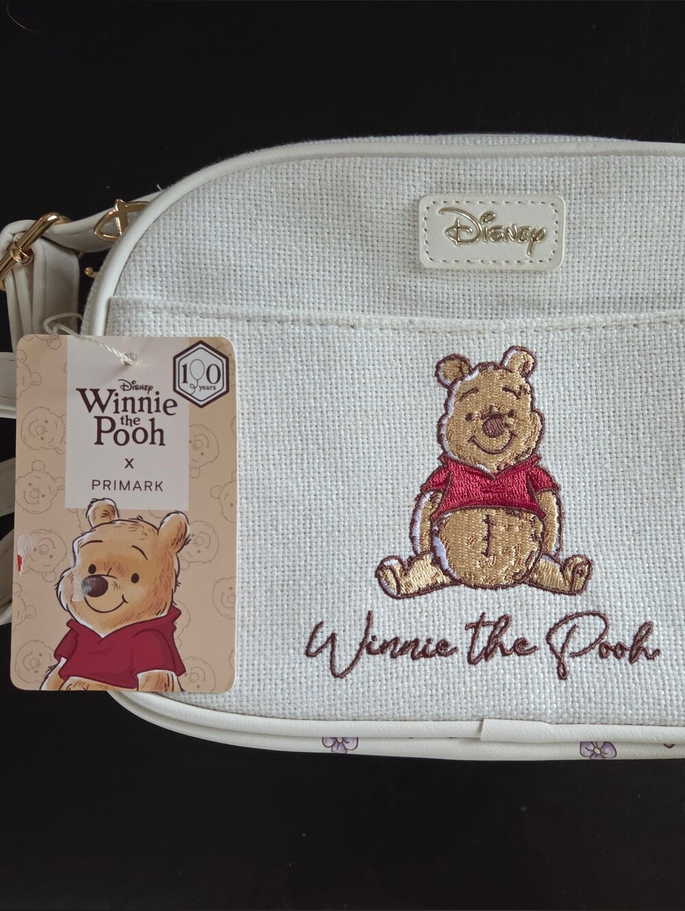 Disney Primark Cream Winnie the Pooh Crossbody Bag with Red Accent